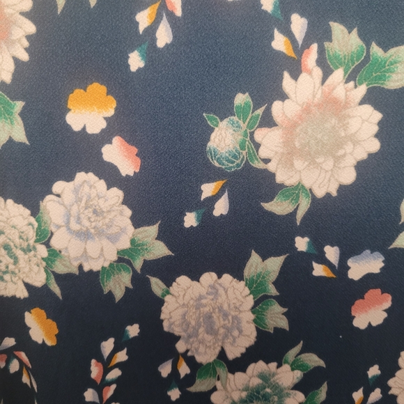 Aeropostale Navy Floral Faux Wrap Dress Small | V Neck Summer Fit & Flare - Picture 7 of 7